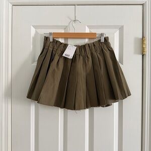 Olive Pleated Mini Skirt